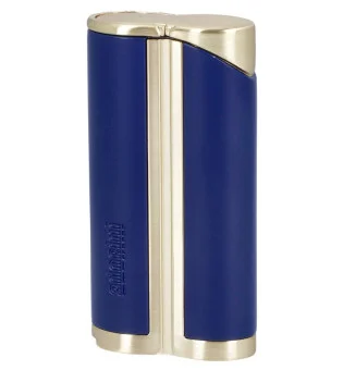 adorini Single Jet Curve Lighter Blue / Yellow Gold incl. Cigar Punch