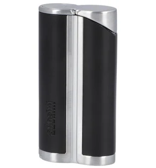 adorini Single Jet Curve Lighter Black / Satin Silver incl. Cigar Punch