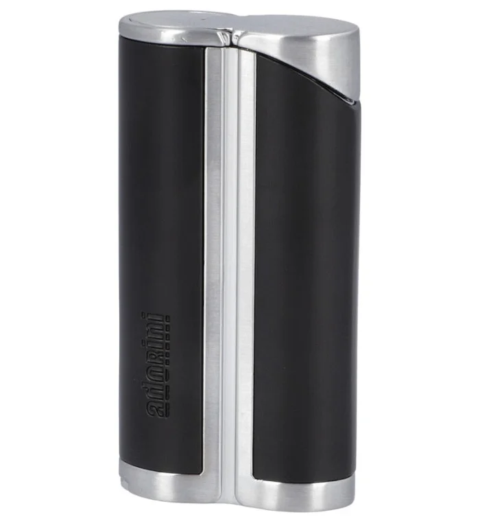 adorini Single Jet Curve Lighter Black / Satin Silver incl. Cigar Punch