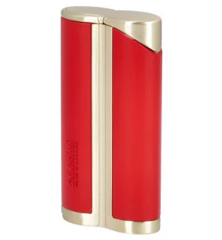 adorini Single Jet Curve Lighter Red / Satin gold incl. Cigar Punch