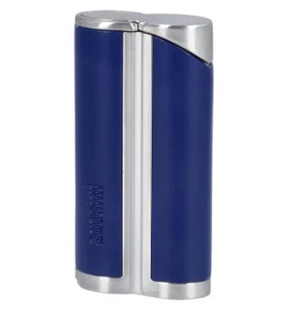 adorini Single Jet Curve Lighter Blue / Satin Silver incl. Cigar Punch