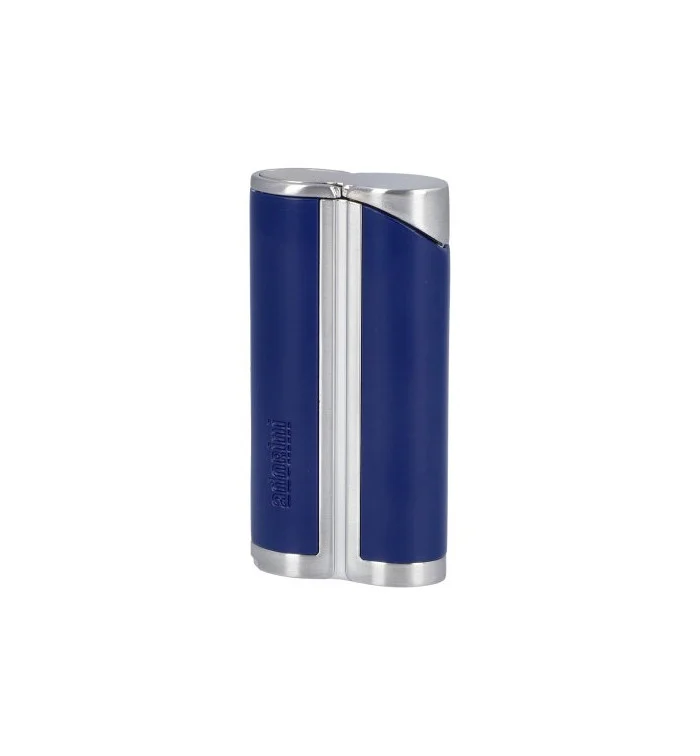 adorini Single Jet Curve Lighter Blue / Satin Silver incl. Cigar Punch