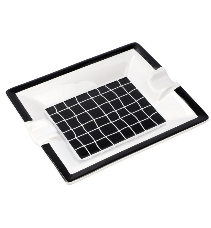 Porcelain Ashtray black and white Crocodile