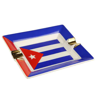 Ceramic Cigar Ashtray Cuban Flag