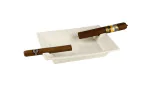 Cigar ashtray ceramic white honeycomb design photo 2