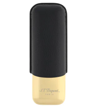 S.T. Dupont Cigar Case for 2 Cigars Black Golden 183250