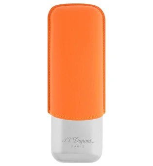 S.T. Dupont Cigar Case for 2 Cigars Orange Chrome 183266