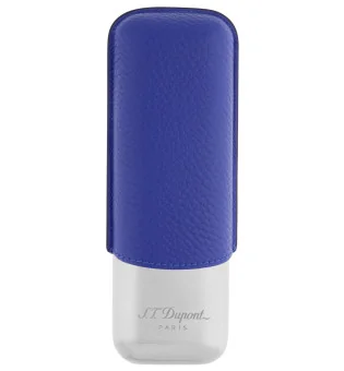S.T. Dupont Cigar Case for 2 Cigars Blue Chrome 183267