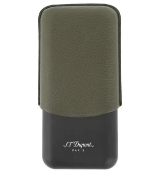 S.T. Dupont Cigar Case for 3 Cigars Kaki Black 183349