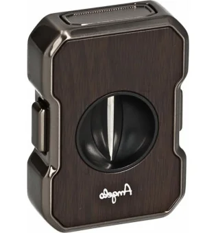 Angelo cigar cutter V-Cut anthracite with wood grain