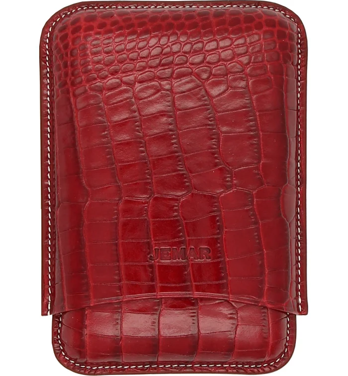Jemar Leather Triple Cigar Case Coco Red 464/3 photo 4