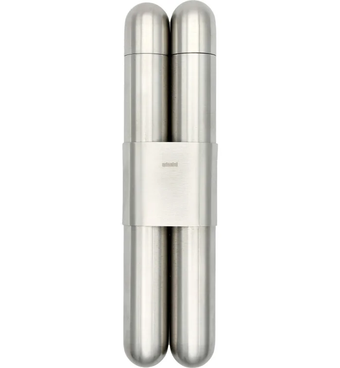 adorini Double Cigar Case High-Grade Steel Satin Finish/Cedar photo 2