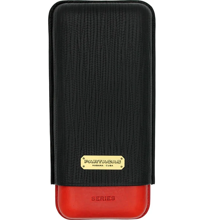 Partagas Triple Cigar Leather Case Black Red photo 2