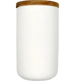 White porcelain cigar jar with wooden top