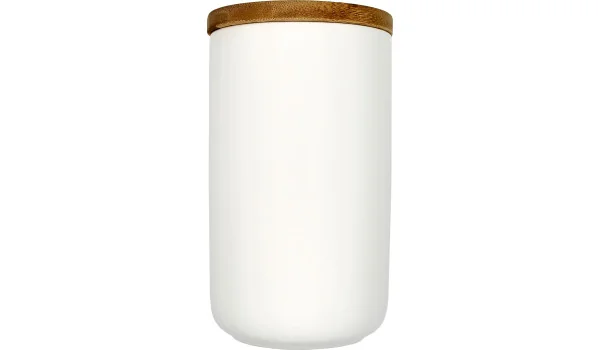 White porcelain cigar jar with wooden top photo 4