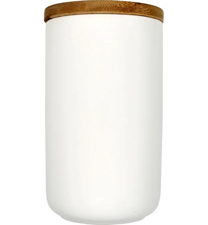 White porcelain cigar jar with wooden top photo 4