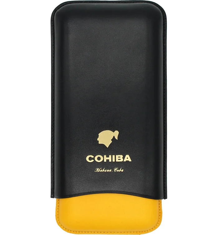 Cohiba Cigar Case Leather black, yellow and white