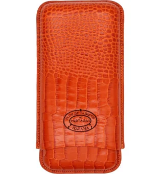 Partagas Linea Classic Cigar Case Leather Orange 3 pcs.