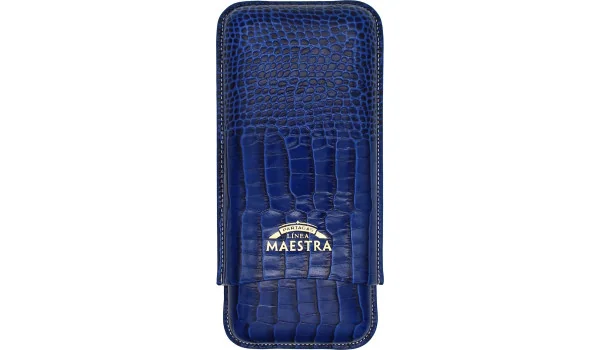 Partagas Linea Maestra Cigar Case Leather Blue 3 pcs.